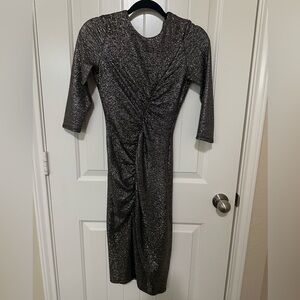 Zara Shimmering Silver Midi Dress